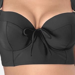 Underwrite Black Hue , 36D , Plus-size Long Lined Underwire Bikini Top